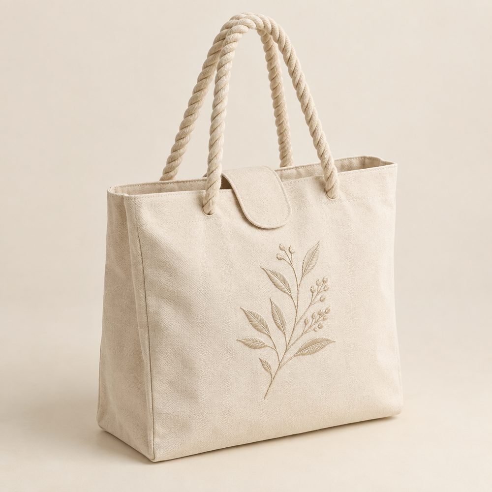 Rope embroidered shopper