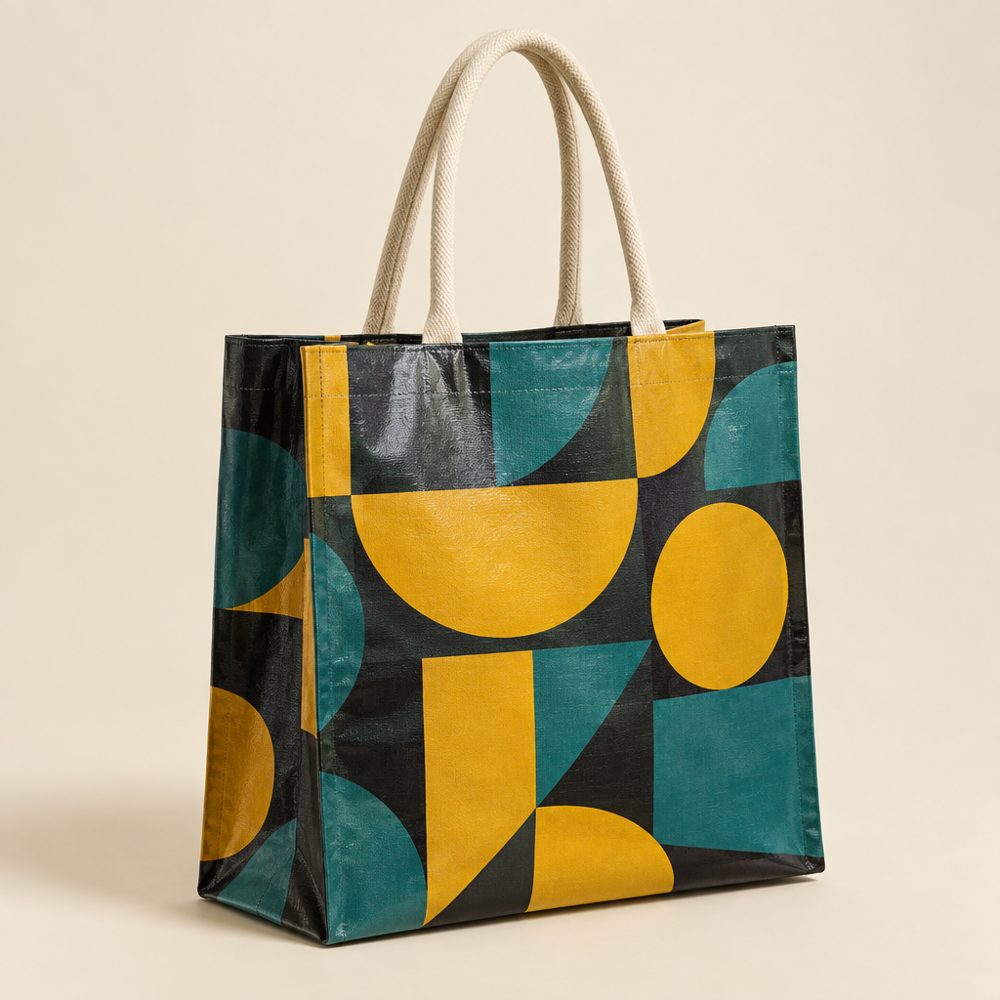 Laminated canvas shopper